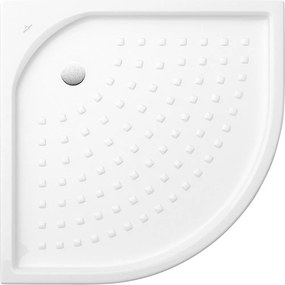 VILLEROY &amp; BOCH O.novo štvrťkruhová sprchová vanička z keramiky, na podlahu, s lesklým povrchom a výstupkami, 900 x 900 x 55 mm, biela alpská, 62099001