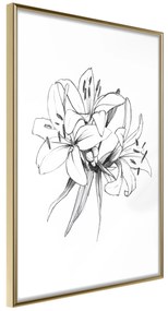 Artgeist Plagát - Drawn Flowers [Poster] Veľkosť: 40x60, Verzia: Zlatý rám s passe-partout