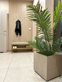 PLASTOVÝ KVETINÁČ NA KOLIESKACH BETONIQUE 40X40 CM BÉŽOVÁ