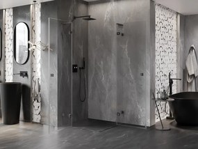 Mexen Lunar, L Duo výklopný sprchový kút 120 x 120 cm, 8mm číre sklo, grafitový profil, 834L-120L-120P-95-00