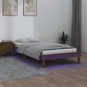 Posteľný rám LED medový 75x190cm malé jednolôžko masívne drevo