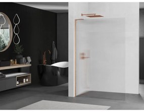 Mexen Kioto L, sprchová zástena Walk-In 120 x 200 cm, 8mm sklo s rebrovým vzorom, medený matný profil, 800-120-103-65-09