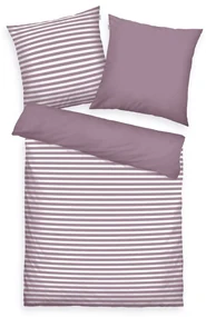 Tom Tailor Bavlnené obliečky Cozy Mauve & Crisp White, 200 x 220 cm, 2 ks 80 x 80 cm