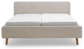Béžová menčestrová posteľ s roštom a úložným priestorom Meise Möbel Mattis Cord, 180 x 200 cm