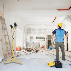 LED Reflektor so stojanom TIGRA 2xLED/100W/230V 4000K IP54 čierna/žltá