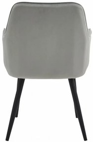 Kreslo NANA - strieborný sivý zamat / čierne nohy