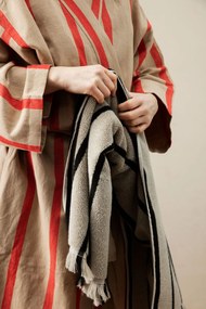 Ferm Living Ľanový župan Camel/Red