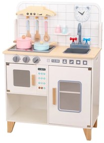 Detská drevená kuchynka s vybavením Montessori Baby Mix biela