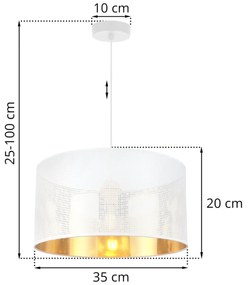 Závesné svietidlo Asti0, 1x biele PVC tienidlo, (fi 35cm), g, w