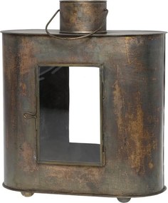 Mosadzná antik kovová lampáš Cappio - 28*15*32 cm