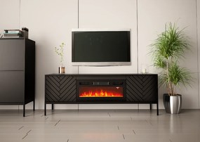 TV stolík EMY čierna s elektrickým krbom