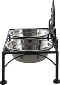 Čierne antik kovové misky pre psa Potier ornament - 39*19*25 cm