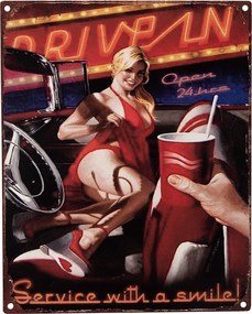 Nástenná kovová ceduľa Drive In - 20*1*25 cm
