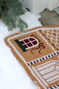 Hnedá kokosová rohožka perníková chalúpka Gingerbread – 75*45*1,5 cm