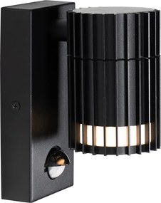 Dizajnové vonkajšie nástenné svietidlo čierne s pohybovým senzorom IP44 - Boris