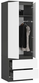 Skriňa s nadstavcom S 60 cm 2D 2SZ CLP grafitová / sivá / biela