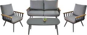 CH 4-dielny hliníkový záhradný nábytok so sivým stolom- sivá