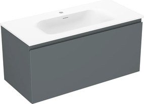 Mexen Orio, kúpeľňová skrinka 100 cm s umývadlom Vela, 1 zásuvka, grafitová matná/biela matná, 91A10-10047-1-BF66-W23M01