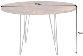 Dizajnový okrúhly jedálenský stôl Elegant 120 cm Sheesham