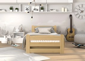 Posteľ z masívu DAVID s úložným priestorom - 200x90 cm - dekor borovica