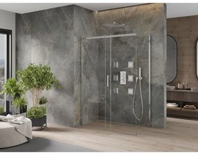 Mexen Omega, sprchovací kút s posuvnými dverami 130 (dvere) x 70 (stena) cm, 8mm číre sklo, chrómový profil, 825-130-070-01-00