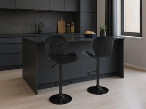 Barová stolička s čiernou nohou WEST VELVET, čierna