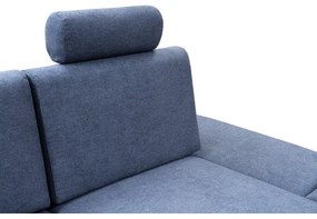 Rozkladacia rohová čalúnená sedacia súprava AVESTA do tvaru L, pravé prevedenie, s úložným priestorom, modrá