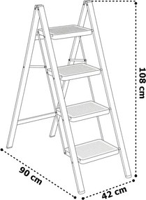Skladacie schodíky EASYSTEP 4-stupňové biele
