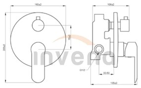 Invena Siros, podomietková batéria 2-výstupová, čierna matná, BP-90-4O2-A