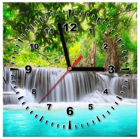 Gario Obraz s hodinami Nádherný vodopád v Thajsku Rozmery: 100 x 40 cm