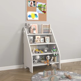 Wooden Toys Montessori regál na knihy s organizérom – BIELY