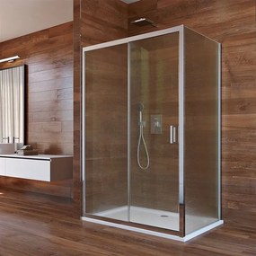Mereo Lima, sprchovací kút 1100x900 cm, obdĺžnik, zasúvacie dvere a pevný diel, L / P, chróm ALU, sklo Point, MER-CK87422K