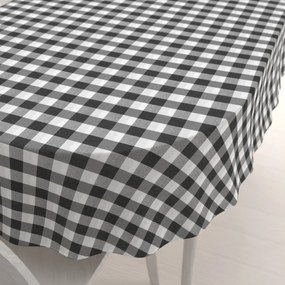 Biante Dekoračný oválny obrus Rebeka RE-010 Sivo-biela kocka veľká 120x140 cm