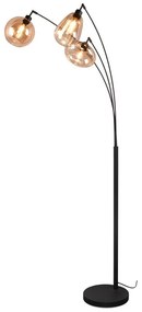 Čierno-oranžová stojacia lampa so skleneným tienidlom (výška 200 cm) Lumina – Trio