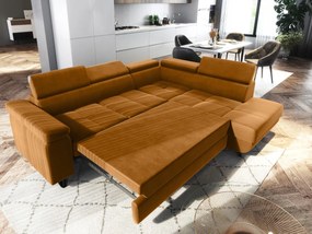 Rohová sedačka s funkciou spánku 250x183x90 Kontajner Nožičky opierky hlavy Home O-sofa