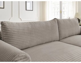 Svetlosivo-béžová menčestrová rozkladacia rohová pohovka (pravý roh) Lucien – Bobochic Paris