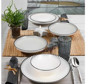 24-dielna jedálenská súprava biela/čierna/porcelán