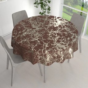 Biante Zamatový okrúhly obrus Isabela IBL-014 Zlatý mramor na červenohnedom Ø 120 cm