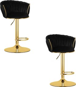 Sada dvoch barových stoličiek MIG zamatová, zlatá / čierna ( 2 ks)