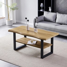 Autronic - Stůl konferenční, 120x60x55 cm, MDF deska, dekor divoký dub, kov, police, černý lak - CT-F4212 OAK AKCE