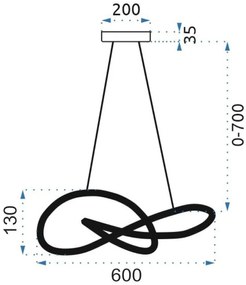 Toolight, LED zásvesné svietidlo 60x60 40W APP815-CP + diaľkové ovládanie, biela-zlatá, OSW-04026