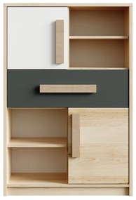 Dvojdverová komoda so zásuvkou Aurin CH-2D/1DR - pieskový artisan / biela / antracit