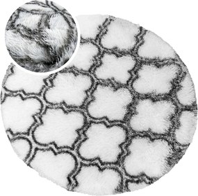 TZ Biely okrúhly vzorovaný koberec shaggy Decor Latern Rozmer: 120 cm