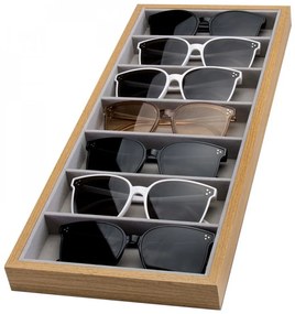Bambusový organizér na okuliare, box na uloženie 7 okuliarov GLASS
