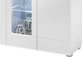 Vysoká komoda s presklením Enrique, biela lesk