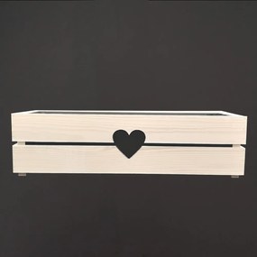AMADEA Drevený obal s hrantíkom so srdcom biely, 62x21,5x17cm Český výrobok