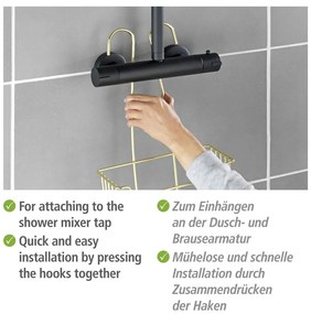 Závesná kúpeľňová polička z nehrdzavejúcej ocele v zlatej farbe Milo – Wenko