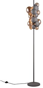 Stojacia lampa so skleneným tienidlom v sivo-zlatej farbe (výška 155 cm) Bubble – Trio Select