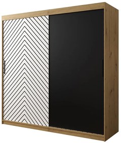 Skriňa Jodełka 200 dub Artisan/biely/čierna