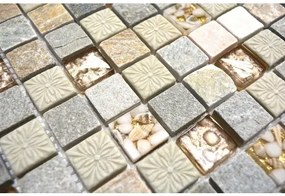 Sklenená mozaika s prírodným kameňom XCM CR27 viacfarebná 30x30 cm